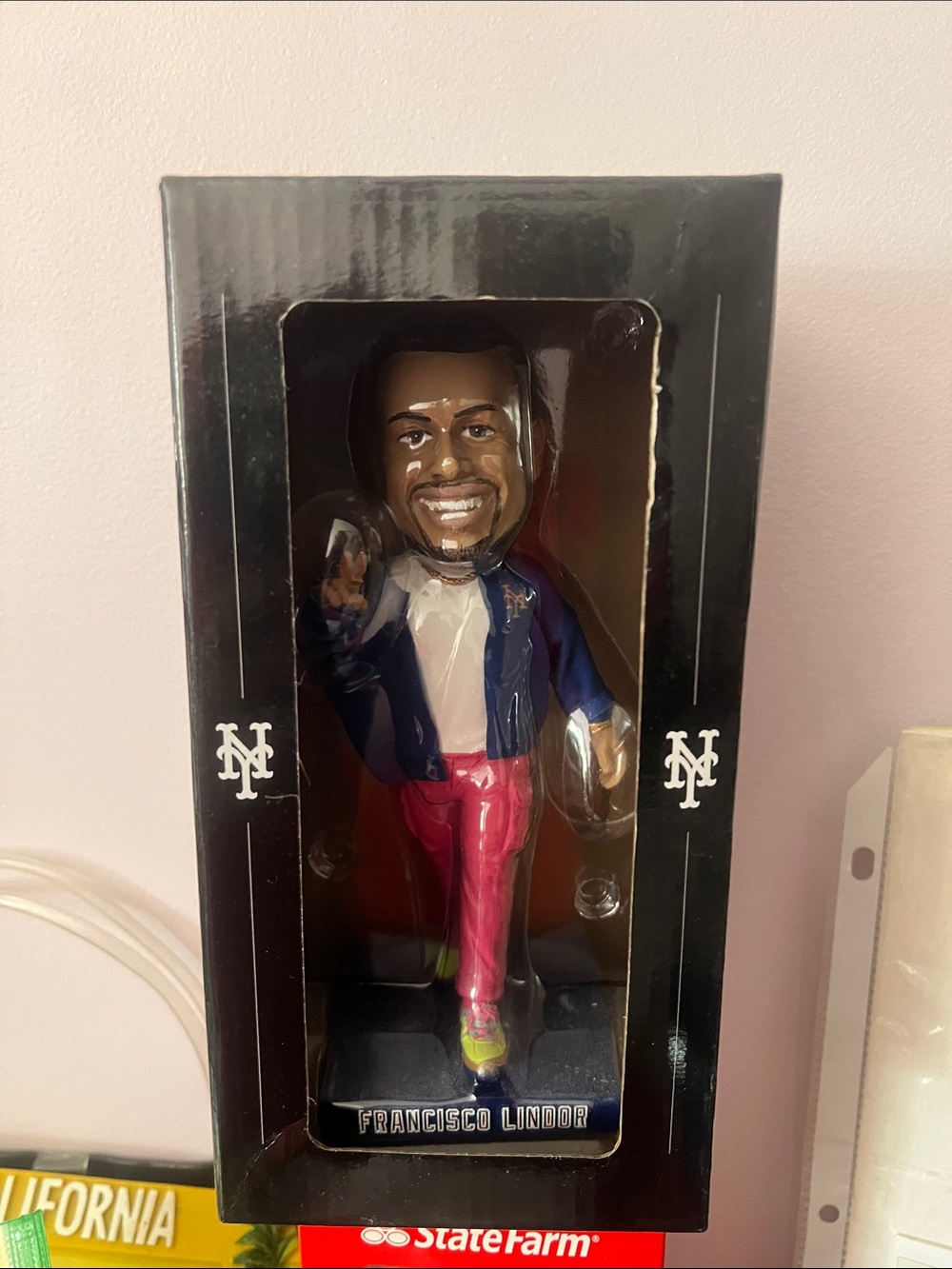 Francisco Lindor Bobblehead - Navy, Pink, White